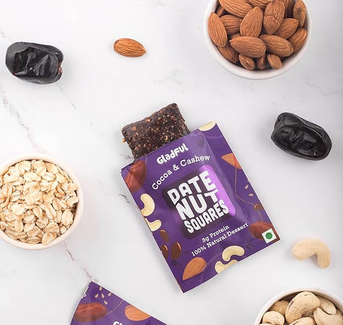 Gladful Cocoa & Cashews Date Nut Square